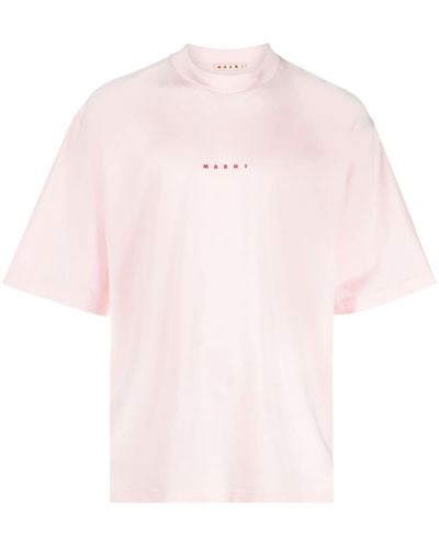 Marni Logo-print Cotton T-shirt - Pink