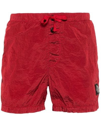Stone Island Compass-motif Swim Shorts - Red