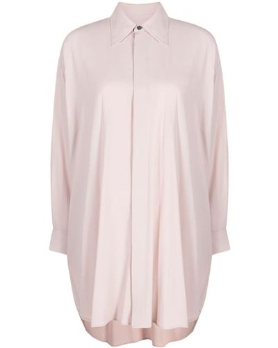 Ami Paris Crepe-texture Thigh-lenght Shirt Dress - Pink