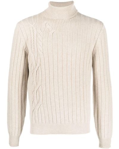Corneliani Cable-knit Roll-neck Sweater - Natural