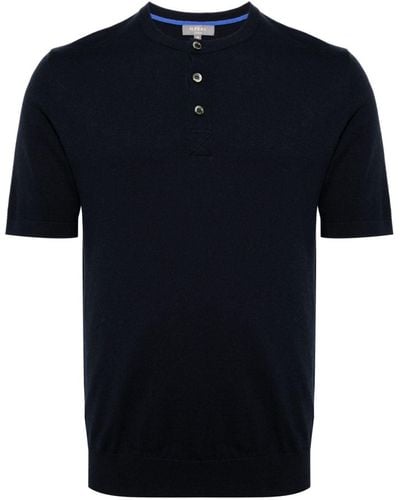 N.Peal Cashmere Camiseta con cuello henley - Azul