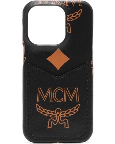 MCM Aren Visetos-print Iphone 15 Pro Phone Case - Black