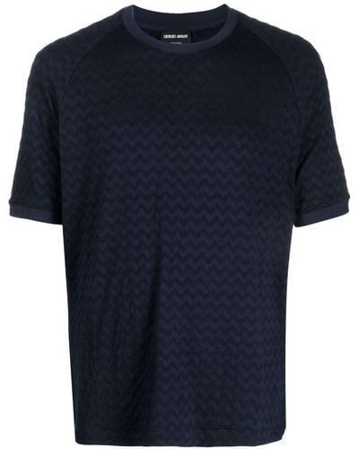 Giorgio Armani Strukturiertes T-Shirt - Blau
