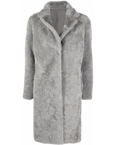 Liska Einreihiger Shearling-Mantel - Grau