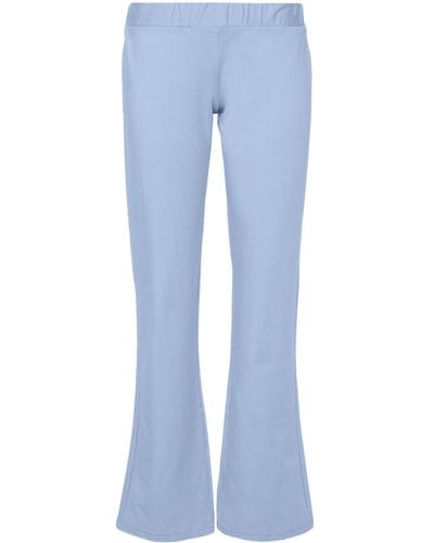 Versace Pantalones rectos con apliques de strass - Azul