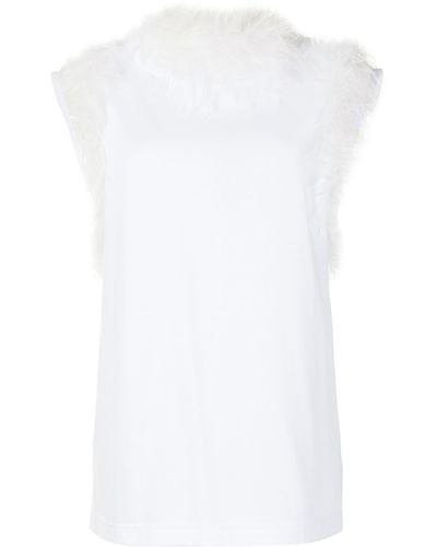 Dolce & Gabbana Ostrich Feather-trim Blouse - White
