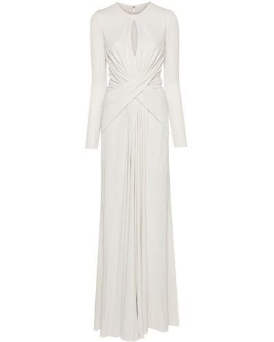Elie Saab Twisted-Waist Gown - White