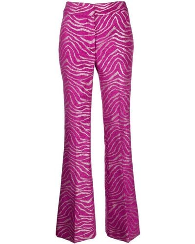 Genny Zebra-print Straight-leg Trousers - Purple