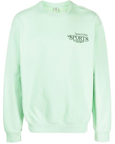 Sporty & Rich Logo-print Cotton Sweatshirt - Green