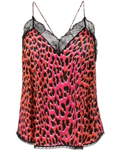 Zadig & Voltaire Christy Leopard-print Silk Tank Top - Red