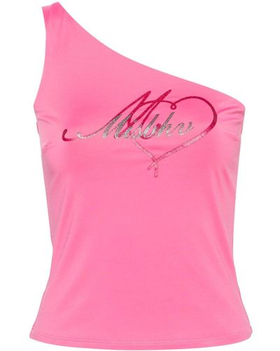 MISBHV Logo-print One-shoulder Top - Pink