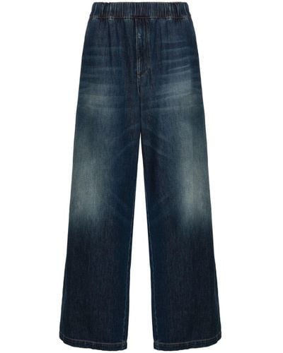 Valentino Garavani Elasticated-waist Wide-leg Jeans - Blue