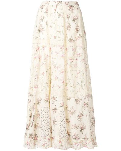 Polo Ralph Lauren Floral Flared Midi Skirt - Natural