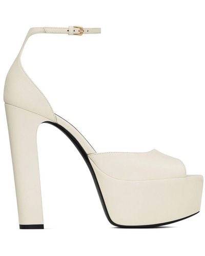 Saint Laurent Jodie Leather Platform Sandals - White