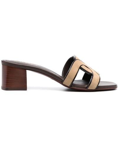 Tod's Cut-out Leather Mules - Natural