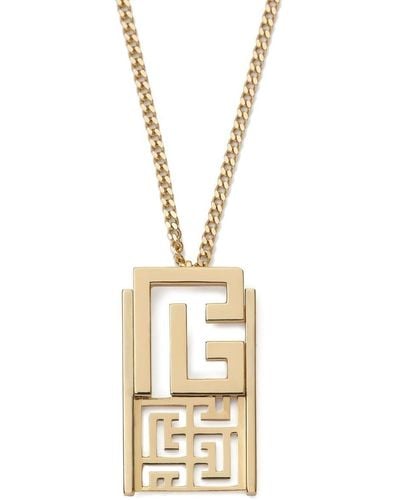 Balmain 18kt Yellow Gold Labyrinth Frieze Pendant Necklace - Metallic