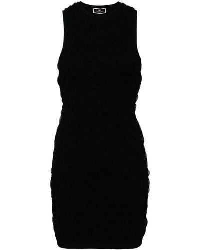 Elisabetta Franchi Gauze-effect Knitted Minidress - Black