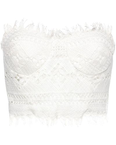 Ermanno Scervino Crochet Bustier Cropped Blouse - White