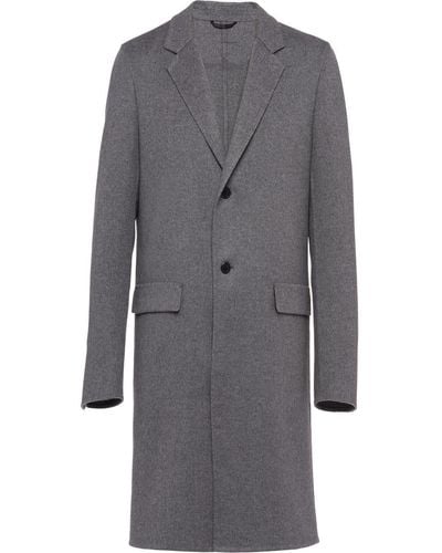 Prada Manteau texturé à simple boutonnage - Gris