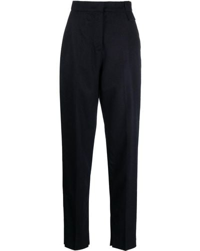 Emporio Armani High-waisted Virgin Wool-blend Trousers - Blue