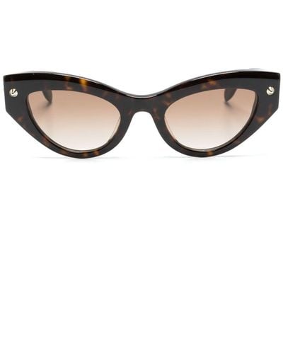 Alexander McQueen Spike-stud Detail Cat-eye Sunglasses - Natural