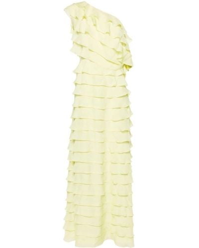 Raquel Diniz Venezia Ruffled Silk Gown - Yellow