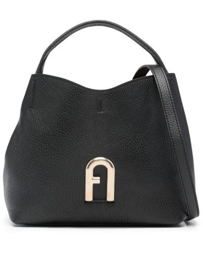 Furla Logo-plaque Leather Tote Bag - Black