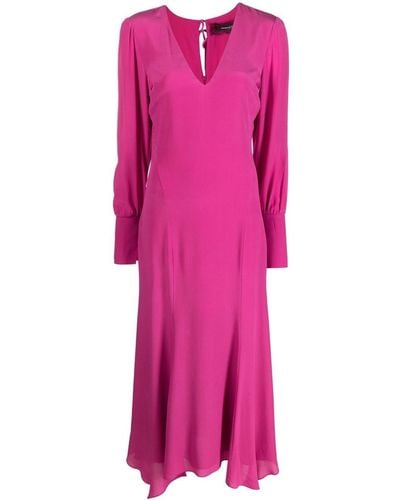 Patrizia Pepe Long-sleeve Silk Midi Dress - Pink