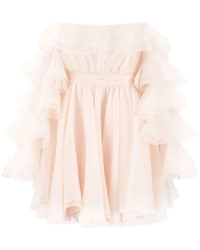 Giambattista Valli Off-shoulder Ruffled Minidress - Natural