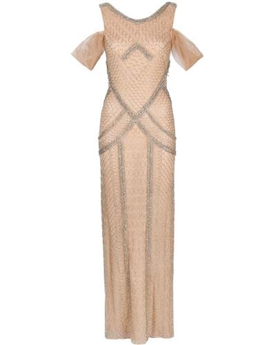 Atu Body Couture Crystal-embellished Off-shoulder Gown - Natural