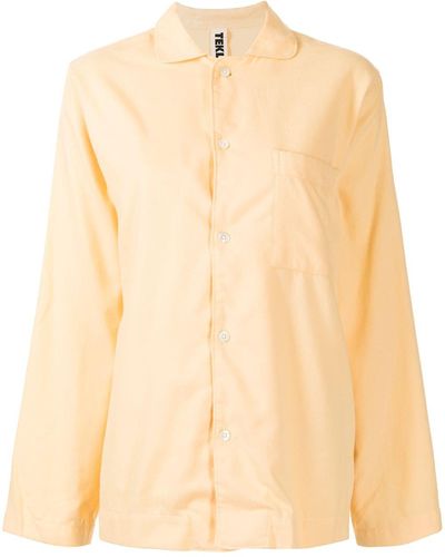 Tekla Camisa de pijama de popelina - Amarillo