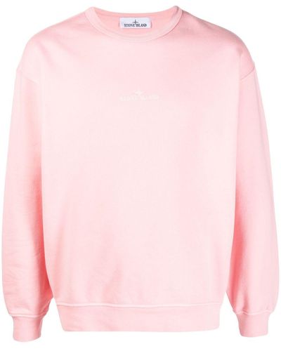 Stone Island Sweater Met Geborduurd Logo - Roze