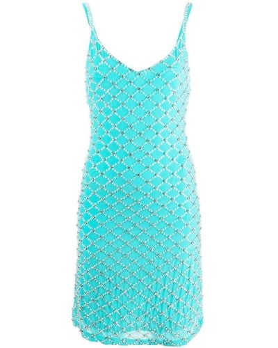 P.A.R.O.S.H. Rhinestone-embellished Short Dress - Blue