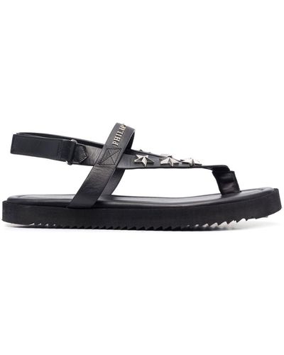 Philipp Plein Star Stud Embellishment Sandals - Black