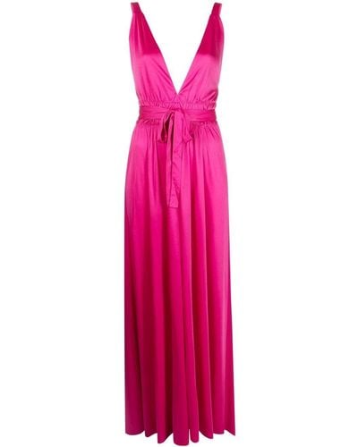 P.A.R.O.S.H. Smocked-detail V-neck Dress - Pink