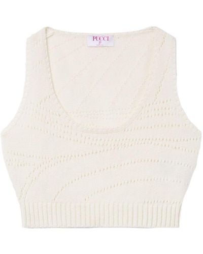 Emilio Pucci Pointelle-knit Cashmere Top - White