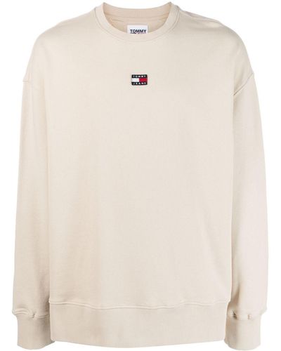 Tommy Hilfiger Logo-patch Cotton Sweatshirt - Natural