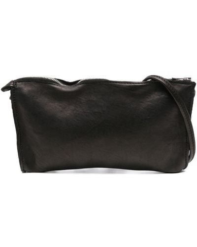 Guidi Zipped Leather Messenger Bag - Black