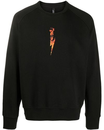 Neil Barrett Sweatshirt mit Flammen-Print - Schwarz