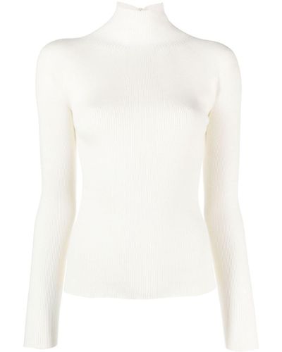 Lanvin High-neck Ribbed-knit Jumper - White