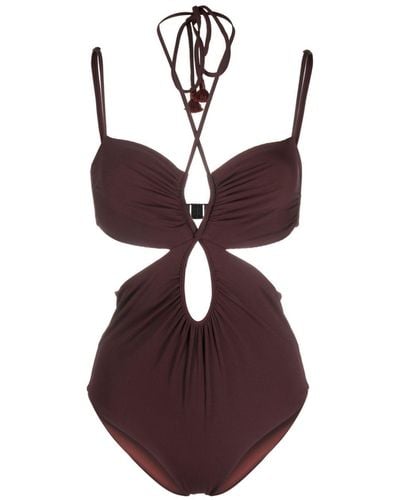 Johanna Ortiz Thorny Cut-out Ribbed Swimsuit - Purple