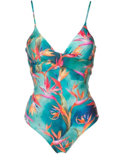 Lygia & Nanny Maillot de bain Bianca à imprimé graphique - Bleu