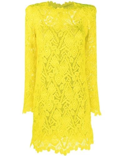 Ermanno Scervino Embroidered-lace Shirt Mini Dress - Yellow