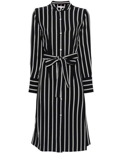 Tommy Hilfiger Striped Midi Dress - Black
