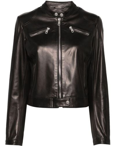 Dolce & Gabbana Zip-up Leather Jacket - Black