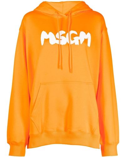 MSGM Logo-print Oversized Hoodie - Orange