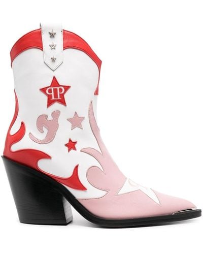 Philipp Plein Panelled Ankle Cowbody Boots - Pink