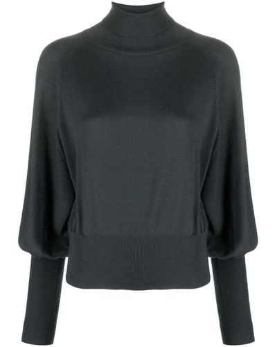 Fabiana Filippi Bishop-sleeved Fine-knit Sweater - Black