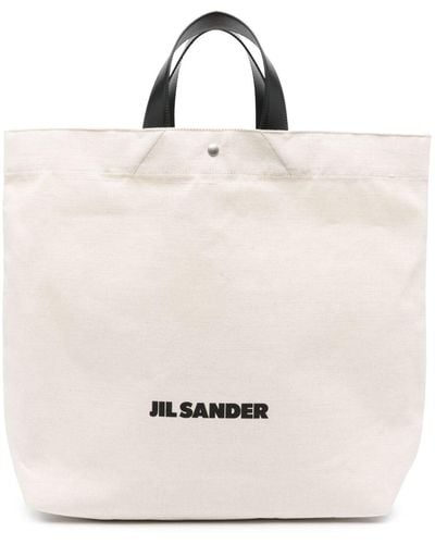 Jil Sander Logo-print Cotton Tote Bag - Natural