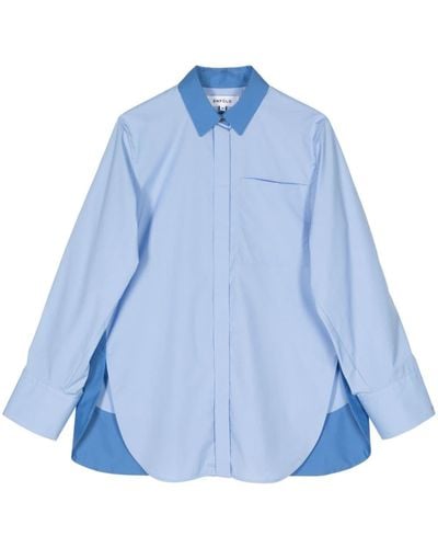 Enfold Solid-sleeve Cotton-blend Shirt - Blue